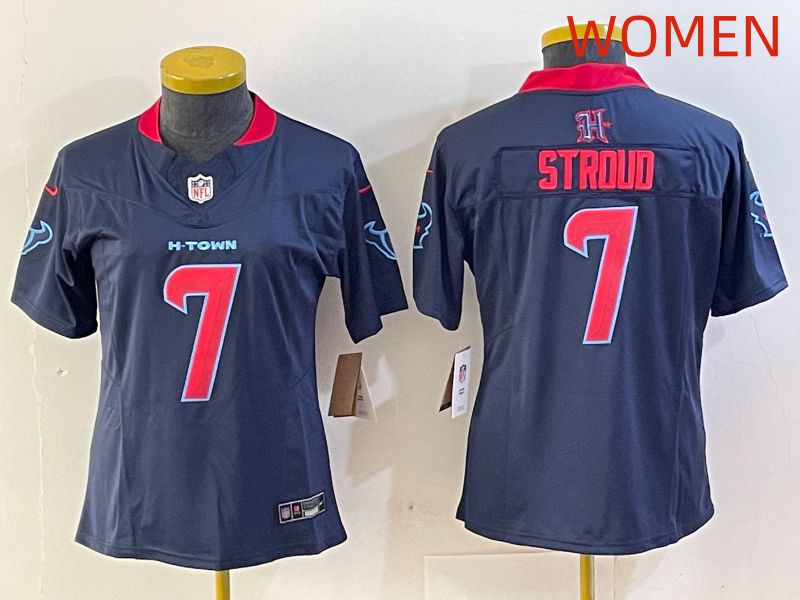 Women Houston Texans #7 Stroud Dark Blue Three generations 2025 Nike Limited NFL Jersey style 22->youth mlb jersey->Youth Jersey